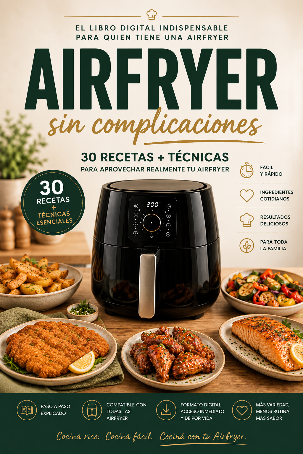 Air Fryer Fácil: 30 Recetas Saludables y Crujientes — ¡Descargalo ya!